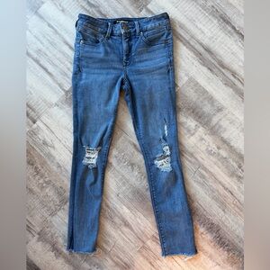 Express Ankle Legging Jeans Mid Rise | Size 0R | Distressed | 26” Inseam